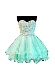 Lace Sequined  Beaded  Applique Tulle Sweetheart Short Homecoming Dress  With Rhinestones and Ruffles