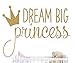JOYRESIDE Dream Big Princess with Crown Wall Decal Vinyl Sticker for Kids Baby Girls Bedroom Decoration Nursery Home Decor Mural Design YMX18 (Gold)