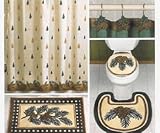 Pinecone Lodge Bathroom in a Box Rug Curtain Hooks