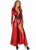 Shiny Sexy Red Black Hot Evening Gown Dress with Black Lace  Thong