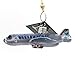 Old World Christmas 46065, Trains, Helicopters, Boats and Trucks Glass Blown Ornaments for Christmas Tree Passenger Plane, Glitter Gray