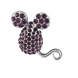 Purple Rhinestone Mouse Animal Pin Brooch