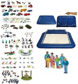 Premium Mobile Sand Play Set (Tray, Sand, &amp; Miniatures) with African American Family