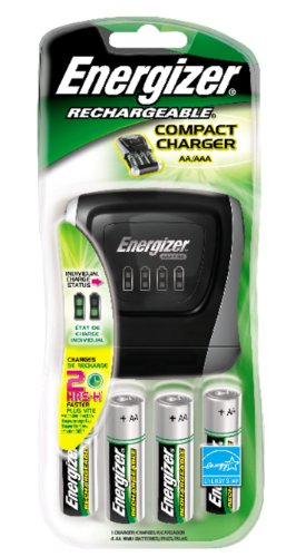 Energizer Compact  Charger With 4 AA NiMH Rechargeable Batteries