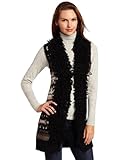 525 America Women's Fair Isle Fringe Vest, Black, Medium