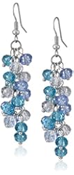 Ocean Blue Cluster Faceted Crystal Dangle Hook Earrings For Women 2"