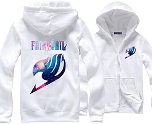 Super Hunter Harajuku Star Fairy Tail Hoody Zipper Leisure Coat (L, White)