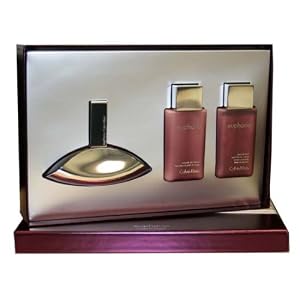 Euphoria By Calvin Klein For Women. Gift Set ( Eau De Parfum Spray 3.4 Oz + Sensual Skin Lotion 3.4. Oz + Sensual Bath & Shower Gel 3.4 Oz ).