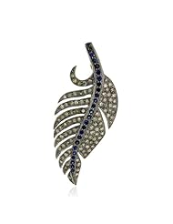 18kt Solid Yellow Gold 1.65ct Real Diamond Pave 0.63ct Genuine Gemstone Designer Leaf Pendant Silver Fashion Party Jewelry