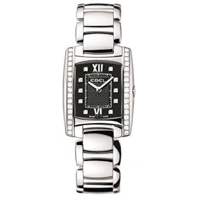 Ebel Brasilia Mini Ladies' Watch Stainless Steel Black Diamond Dial Diamond Bezel 9976M28/5810500