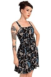 General Print Sweetheart Vintage Feathers Rayon  Dress