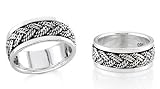 Unisex Oxidized Spinner Ring Band Sterling Silver