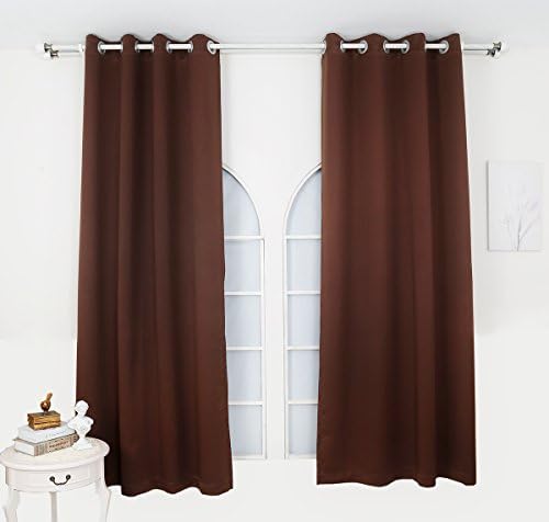 OZ special Window Treatments Blackout Curtains Full Shading Drapes Panels Solid Silencer Grommet Thermal Insulated Triple Weave for Bedroom Kids(2 Panels) (52''W x 84''L, Toffee Brown)