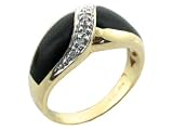 Black Jade Cross-Over Ring with Diamonds, 14k Gold