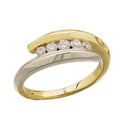 14Kt Two Tone Bypass Diamond Fashion Ring