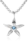  : Sterling Silver and Blue Topaz Flower Pendant, 17' by Zina