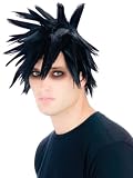 Scenester Costume Emo Punk Rock Wig Spiked Hair Black Wig