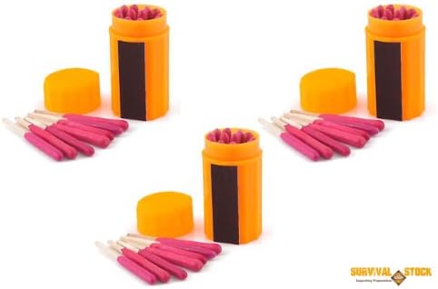 Survival Stock Stormproof Match Kit with Waterproof Case, 20 Matches with Striker - Bulk Quantities Available (3)