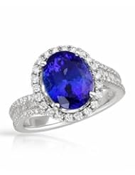 18K White Gold Tanzanite and Diamond Ring -- LIFETIME WARRANTY