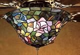 LAMPS BEAUTIFUL Tiffany Style Rosebush Ceiling Fan Light Fixture by Meyda Tiffany--Excellent customer service--see our feedback.