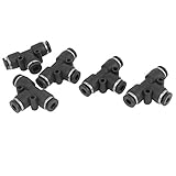 uxcell　クイックカプラ　クイック継手　3ウェイ　T形状　空気圧　5個