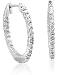 14k White Gold Inside-Out Hoop Diamond Earrings (GH, I1-I2, 0.50 carat)