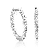 41FFIZOUaoL. SL160  Certified 14k White Gold Inside Out Hoop Diamond Earrings (GH, SI I, 0.50 carat)