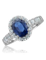 Natural Sapphire Diamond Engagement Ring in Platinum Halo Ring (g, Si1, 2.20... by My Love Wedding Ring