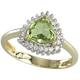 14K Yellow Gold Trillion Peridot & Diamond Ring