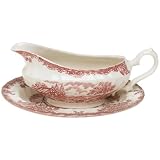 Churchill China Brook Pink Gravy Boat and Stand Set by Churchill China