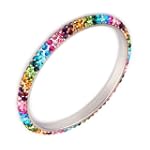 Austrian Crystals Steel Bangle Bracelet - Multi-Color $12.99