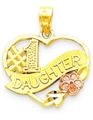 10K Two Tone Gold #1 Daughter Heart Flower Charm