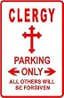 CLERGY PARKING sign * street religion preach