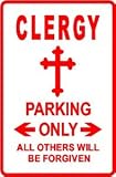 CLERGY PARKING sign * street religion preach