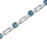 Gorgeous and Chic: 3.00 carats total weight Round Shape London Blue Topaz Gemstone Bracelet in Sterling Silver Rhodium Finish