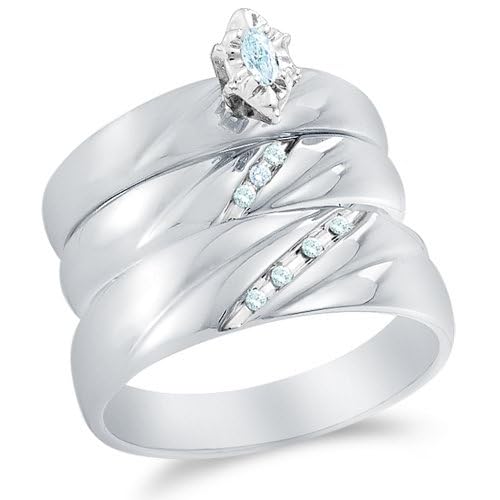 Trio 3 Three Ring Bridal Matching Engagement Wedding Ring Band Set Trio 3 Three Ring Bridal Matching Engagement Wedding Ring Band Set