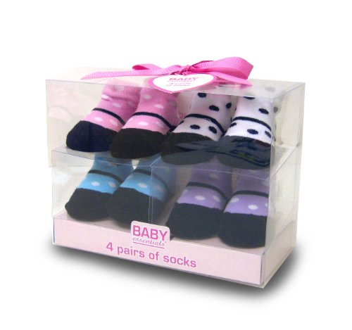 Baby Essentials Polka Dot Mary Jane 4 Pack Sock Set, Polka Dot,