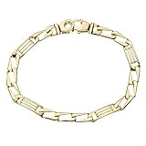 14K Solid Yellow Gold Handmade Link Men’s Bracelet Width is 6.0mm. Length is 8.25″