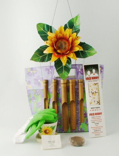 Sunflower Hear and Grow Garden Gift Set with Glamorous Green Garden Gloves
