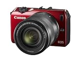 Canon EOS M kompakte Systemkamera (18 Megapixel, 7,6 cm (3 Zoll) Display, Full HD, Touch-Display) inkl. EF-M 18-55mm 1:3,5-5,6 IS STM und Speedlite 90EX Kit rot