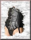 Leather Corset With Buckles Boning Front Zipper Opening Lace Up Back Detachable Garters G-String Included Sizes Small, Medium, Large or X-Large