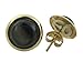 Black Mother Of Pearl Round Button Earrings, 14k title=