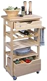 Kitchen Compact Trolley In Hevea Fully Assembled
