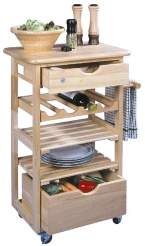 Kitchen Compact Trolley In Hevea Fully Assembled