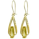 10k Yellow Gold Bridge Cut Lemon Quartz Earrings
