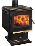 1100K Small 26 EPA Pedestal Wood Burning Stove 24 Karat Gold Plated Louvers Porcelain Enamel