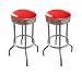 2 MAN CAVE Red Glitter Vinyl 29'' Specialty Chrome Barstools Bar Stools
