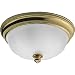 Progress Lighting P3733-10 Close-To-Ceiling Fixture with Satin Etched Glass, Polished Brass