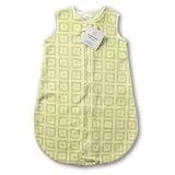 SwaddleDesigns zzZipMe Sack - Fuzzy Very Lt Kiwi with Kiwi Mod Squares (6-12 months)