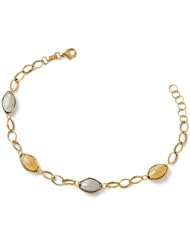 Leslies 14k Two-tone Polished and Textured Beads w/1in ext Bracelet Length 7"